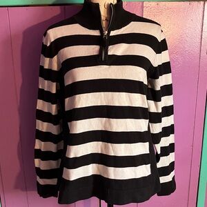 Croft & Barrow Black and White Striped Turtleneck Sweater